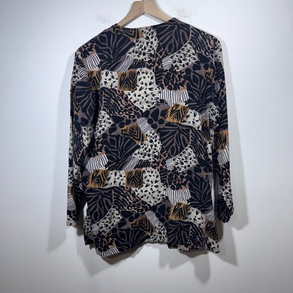VTG Erin London Silk two in one Top Women's Medium Leopard Button Up Boss Wife - Picture 4 of 5